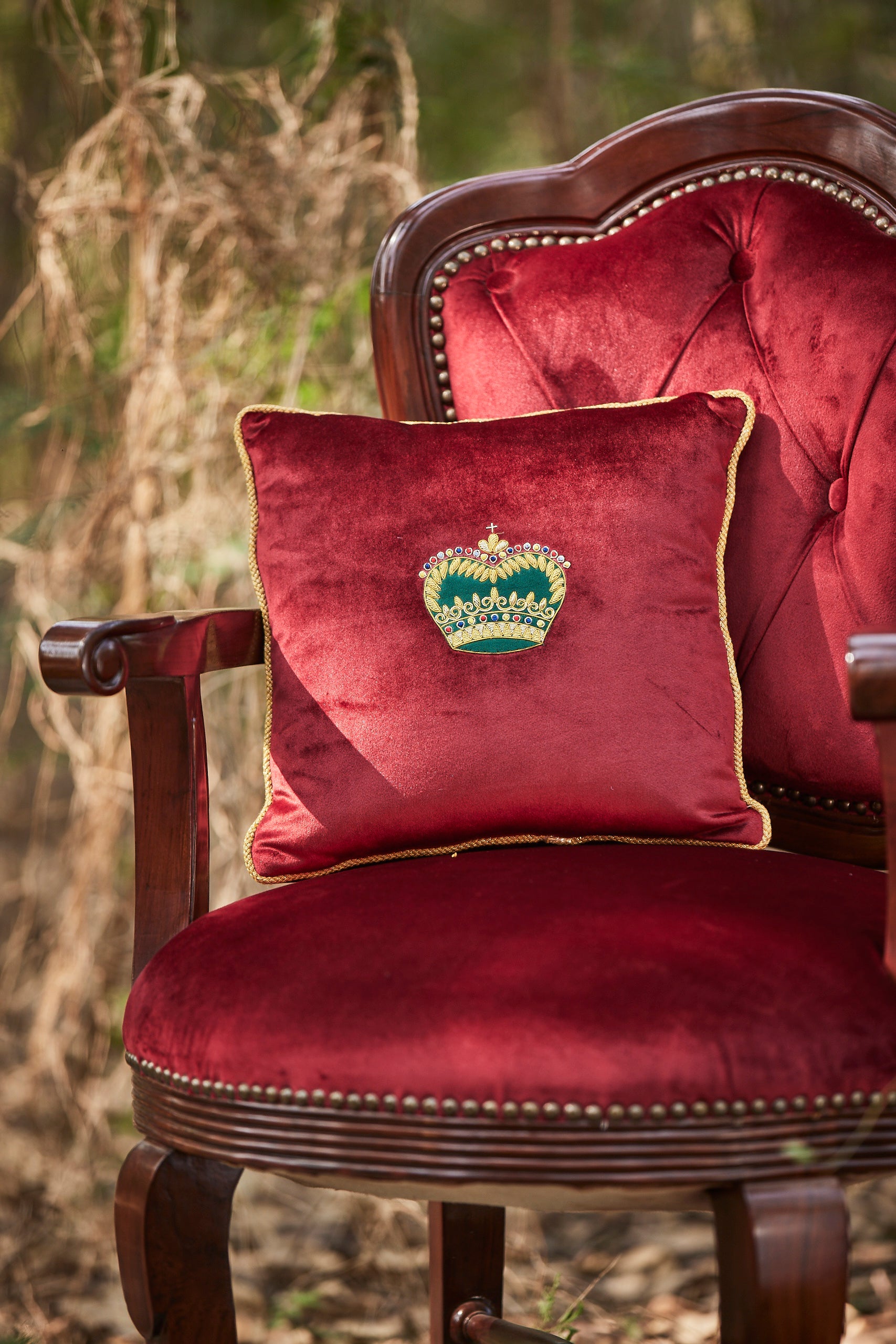 Maharajas Crown Embroidered Cushion